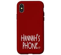 Hannah's Phone Hannah Nom personnalisé Blanc Bordeaux Rouge Coque pour iPhone X/XS