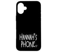 Hannah's Phone Hannah Nom personnalisé Blanc Noir Coque pour iPhone 16 Plus