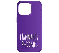 Hannah's Phone Hannah Nom personnalisé Blanc Violet Coque pour iPhone 16 Pro