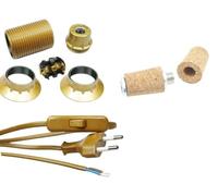 Hanna's Laden - Kit de bricolage pour lampe bouteille - Douille E14 avec câble et bouchon percé - Pour lampes individuelles en bouteilles - Or - Avec instructions (français non garanti) - Hanna's