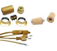 Hanna's Laden - Kit de bricolage pour lampe bouteille - Douille E14 avec câble et bouchon percé - Pour lampes personnalisées en bouteilles - Or - Avec instructions (français non garanti) - Hanna's