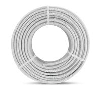 hannger Câble d'acier 5mm, 15 mètres de câble en acier enduit de PVC, câble idéal pour suspendre des guirlandes lumineuses, rampe de terrasse, âme de 7×7 brins, résistant à une charge de 730kg