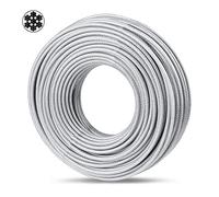 hannger Câble d'acier 5mm, 30 mètres de câble en acier enduit de PVC, câble idéal pour suspendre des guirlandes lumineuses, rampe de terrasse, âme de 7×7 brins, résistant à une charge de 730kg