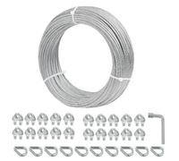 hannger Câble en acier galvanisé de 0,35 m avec pince de serrage et cosse, câble d'avion de 7 x 7 brins utilisé pour abri de jardin, clôture, parasol, corde à linge