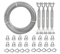 hannger Câble en acier inoxydable 1/4 de 15,2 m, câble métallique de 6,35 mm avec 4 tendeurs, collier de serrage, cosse, 7 x 19 brins, résistance à la rupture de 2903 kg, câble d'avion en acier pour