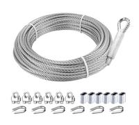 hannger Cable inox 5mm, 61 Mètres Câble Métallique, Câble en Acier Inoxydable 304, 7×19 Brins Câble en Acier avec Boucles pour Tyrolienne, Garde-Corps de, Résistant à une Charge de 1600kg