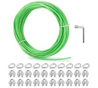 hannger Fil à Linge extérieur, 3 mm x 30 m Câble d'acier PVC Vert | Kit Câble d'acier multifonction pour vigne, corde à linge extérieure, suspension de lampe, fil de jardin et divers usages