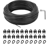 hannger Kit de suspension pour extérieur, guirlande lumineuse globe avec câble en acier revêtu de PVC noir de 30m et assez d'accessoires, fil de guidage pour guirlande lumineuse extérieure, lumière