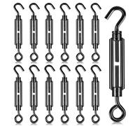 hannger Lot de 12 tendeurs décoratifs noirs de qualité supérieure avec crochet et œillet M5 pour serrage de câbles, tendeur de câble métallique réglable pour voile d'ombrage, clôture, tente