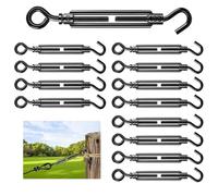 hannger Lot de 12 tendeurs décoratifs noirs de qualité supérieure avec crochet et œillet M6 pour serrage de câbles, tendeur de câble métallique réglable pour voile d'ombrage, clôture, tente