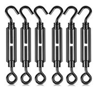 hannger Lot de 6 tendeurs décoratifs noirs de qualité supérieure avec crochet et œillet M5 pour serrage de câbles, tendeur de câble métallique réglable pour voile d'ombrage, clôture, tente