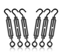 hannger Lot de 6 tendeurs décoratifs noirs de qualité supérieure avec crochet et œillet M5 pour serrage de câbles, tendeur de câble métallique réglable pour voile d'ombrage, clôture, tente