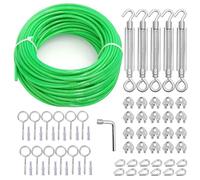 hannger M6 Tendeurs de câbles 5MM, 30M Câble en acier recouvert de PVC Câble métallique et câble métallique très résistant pour support de plantes grimpantes/clôture de jardin/ombrage de plantes