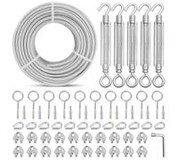 hannger Tendeurs M6 pour câbles 3MM, Tendeur de câble en acier recouvert de PVC 30M Câble d'acier avec âme en 7×7 brins pour kit d'accrochage de Rampes de terrasse/Rampes d'escalier/Ligne à vêtement