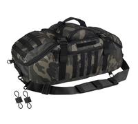 Hannibal Tactical Grand sac de sport, sac à dos tactique 3 en 1, sac à dos MOLLE pour sport, gym, extérieur, noir, camouflage noir, 55L, Sac de sport