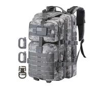 Hannibal Tactical MOLLE Sac à dos d'assaut tactique militaire, sac à dos de camping, sac à dos de voyage de 3 jours avec écusson du drapeau américain, anneaux en D, camouflage ACU, Camouflage ACU,