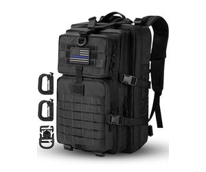 Hannibal Tactical Sac à dos Style Tactique Militaire, 40L Grand Volume Sac à Dos Multifonction, pour Randonnée, Alpinisme, Escaladed, École, Mousqueton D Forme Noir