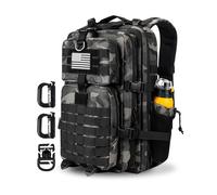Hannibal Tactical Sac à dos tactique avec système Molle et poche pour bouteille, 45 L/28 l, camouflage noir, 45L