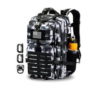Hannibal Tactical Sac à dos tactique Molle d'assaut de 45 L, sac à dos de camping militaire avec porte-bouteille, sac à dos de voyage de 3 jours avec écusson du drapeau américain, anneaux en D