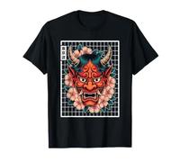 Hannya Oni Grid Devil Yokai Masque de Tatouage Démon Japonais Oni T-Shirt