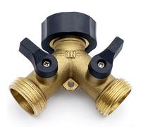 HanOaki Adaptateur de robinet en laiton à 2 voies en Y pour machine à laver, connecteur de tuyau d'arrosage avec vannes d'arrêt pour équipement d'arrosage extérieur et intérieur