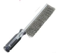 HanOaki Brosse métallique en acier inoxydable avec poignée étendue et configuration à double tête pour enlever la rouille et récurer le gril (A)