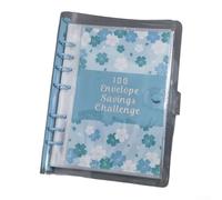 HanOaki Classeur de défi 100 jours avec couverture en PVC et 6 anneaux, 25 feuilles, 4 pochettes par page (bleu)