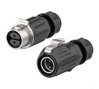 HanOaki Connecteur d'alimentation LP-20 IP68, boîtier étanche 2/3/4 broches en alliage de zinc avec contacts plaqués or pour systèmes d'automatisation et de sécurité marins, industriels (EW-LP20-2P)