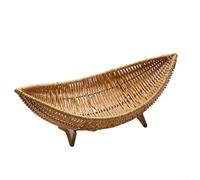 HanOaki Corbeille à fruits en rotin synthétique tissé pour table basse, couleur café clair, 29 x 12 x 6,5 cm