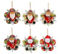 HanOaki Couronne de vacances saisonnière à suspendre avec Père Noël et bonhomme de neige poupées pour décoration (A)