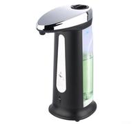 HanOaki Distributeur automatique de savon liquide sans contact 400 ml avec capteur infrarouge pour salle de bain, cuisine, bureau, hôtel, plastique ABS noir, alimenté par piles, design compact et