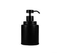 HanOaki Distributeur de savon rond en acier inoxydable noir 300 ml | Récipient rechargeable pour shampooing, gel douche, savon liquide, accessoire moderne pour salle de bain, cuisine, évier