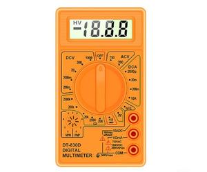HanOaki DT-830D Multimètre numérique portable | Testeur de tension, de courant et de résistance AC/DC de 1999 comptes | Test de diode et de transistor avec buzzer de continuité (jaune)