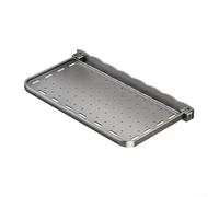 HanOaki Étagère murale pliable en alliage d'aluminium - 40 x 31,5 x 4 cm - Gris et blanc - Support sans perforation - Avec 6 crochets - Trou de drainage - Gain de place - Pour salle de bain, cuisine