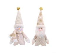HanOaki Housse de bouteille de vin Père Noël et bonhomme de neige pour décoration de table de Noël et fêtes de fin d'année, polyester