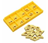 HanOaki Lot de 10 inserts de tournage en carbure CNC indexables DCMT070208 DCMT21.52, dorés, compatibles avec les porte-outils SDJCR pour la finition et la semi-finition en fonte, inoxydable et acier