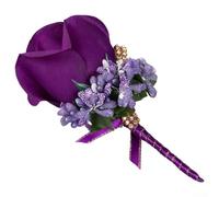 HanOaki Lot de 2, 4, 6 corsages de mariage avec épingle à nourrice, ruban de soie, fleurs artificielles pour célébrations (2 pièces, violet)