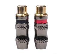 HanOaki Lot de 2 connecteurs plaqués or pour connecteurs RCA femelles Lotus, prise audio vidéo à souder pour rallonge de câble coaxial, boîtier en alliage de zinc, 43 mm x 12 mm, pour projets de