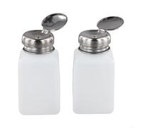 HanOaki Lot de 2 flacons distributeurs d'alcool antistatiques en acier inoxydable avec pompe à pression pour nettoyage de flux compatible avec acétone éthanol et solvants en laboratoire industriel 200