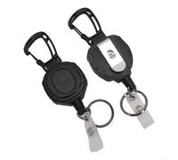 HanOaki Lot de 2 porte-badges rétractables avec mousqueton robuste et cordon en acier de 81,3 cm pour cartes d'identité de bureau et clés