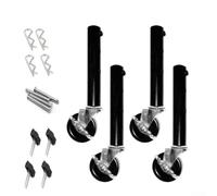 HanOaki Lot de 4 pieds de meubles réglables et robustes avec roulettes, en métal pour canapé, armoire, lit, table et étagère de rangement