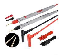 HanOaki Lot de câbles de test multimètre | Indice de sécurité 1000 V 20 A avec embouts plaqués or extra fins | Câbles isolés en silicone et PVC de 1,05 m, pinces crocodile incluses