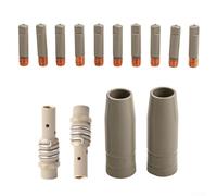 HanOaki MIG Kit de pointes et buses de soudage | 14 embouts de contact revêtus et ensemble de buses en cuivre pour soudeur 15AK | Comprend des tubes de contact de 1,0 mm et des buses à gaz