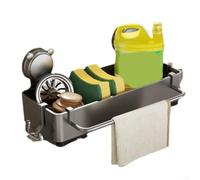 HanOaki Organiseur à ventouse pour évier de cuisine, dispose de plusieurs compartiments pour les fournitures de nettoyage et les bouteilles d'assaisonnement, conçu à partir de matériau plastique