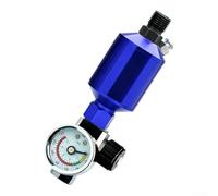 HanOaki Régulateur de pression d'air G1/4 avec jauge et bouton doré pour outils de pulvérisation (bleu)
