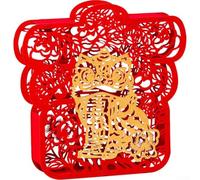 HanOaki Statue de cheval en tissu floqué rouge 40 cm CNY Décoration pour | Matériau floqué robuste, finition rouge vif, durabilité durable, motifs chinois classiques, essentiel des vacances