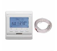 HanOaki Thermostat numérique programmable pour chauffage au sol, contrôleur de chauffage électrique 16 A avec capteur d'air intégré et sonde de sol externe de 300 cm, support mural ignifuge en ABS