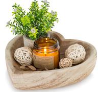 Hanobe Bol décoratif en bois de pâte : petits bols en forme de cœur pour décoration bol en bois pour centre de table, naturel 19,8 cm