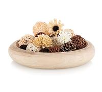 Hanobe Decoratif Bol en Bois: Rond Plateau de Service Vide Poche Entree Bois Table Deco Rustique Petit Bols Coupelle Decorative pour Maison de Table