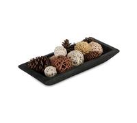 Hanobe Decoration Bol Bois Plateau: Rectangulaire Vide Poche Entree Decoratif Bol en Bois Longue on Salon Vintage Deco Petit Plateaux Cle Rangement Centre de Table Maison Noir, 36cm
